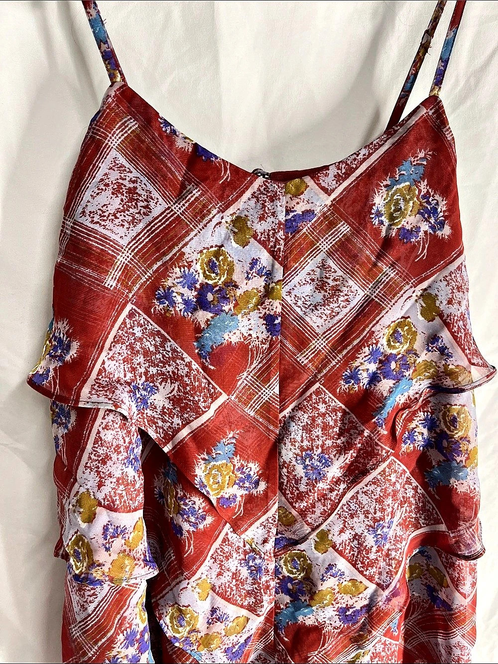 NWT Free People Red Rose C Plaid Floral Mini Dress in Red Size 0 - Picture 8 of 9